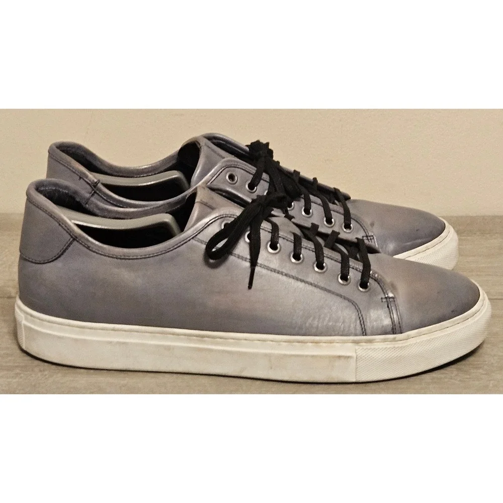 Dario Vis Mens Blue Grey Leather Low Top Sneakers Made in Italy 1402 Sz 44 / 11
